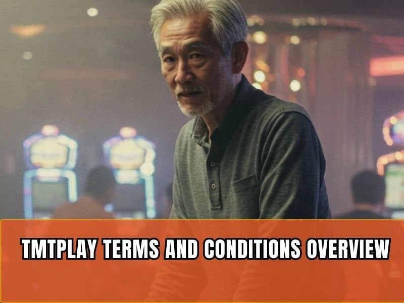 A player enjoying casino games while reviewing the tmtplay net terms and conditions before playing.