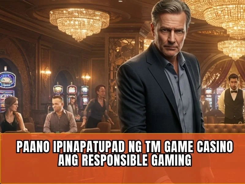Man seriously exploring TM Game casino games inside a modern casino