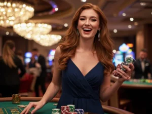 A lucky player hits the jackpot at a busy casino, showcasing the thrill of the moment — mangyari in english.
