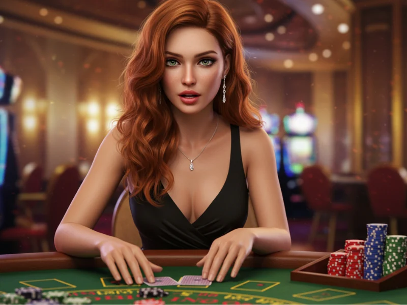 A confident woman places her bet at the roulette table, embodying the spirit of outsourced in Tagalog.
