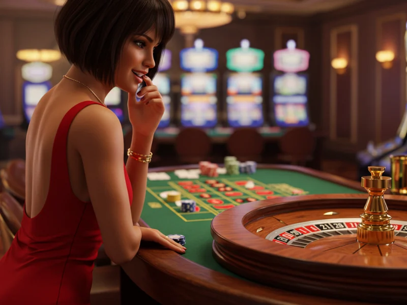 A glamorous night at the casino filled with lights, laughter, and the essence of outsourced in Tagalog.