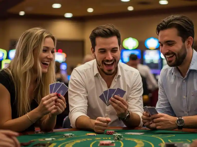 Man enjoying card games with two friends at home using Buenas Online Gaming