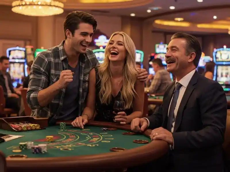 Man enjoying Buenas Online Gaming with his girlfriend at the casino