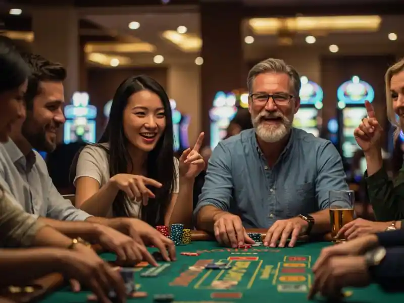 Happy elderly man enjoying Bwenas Casino Gaming experience despite losing a bet.