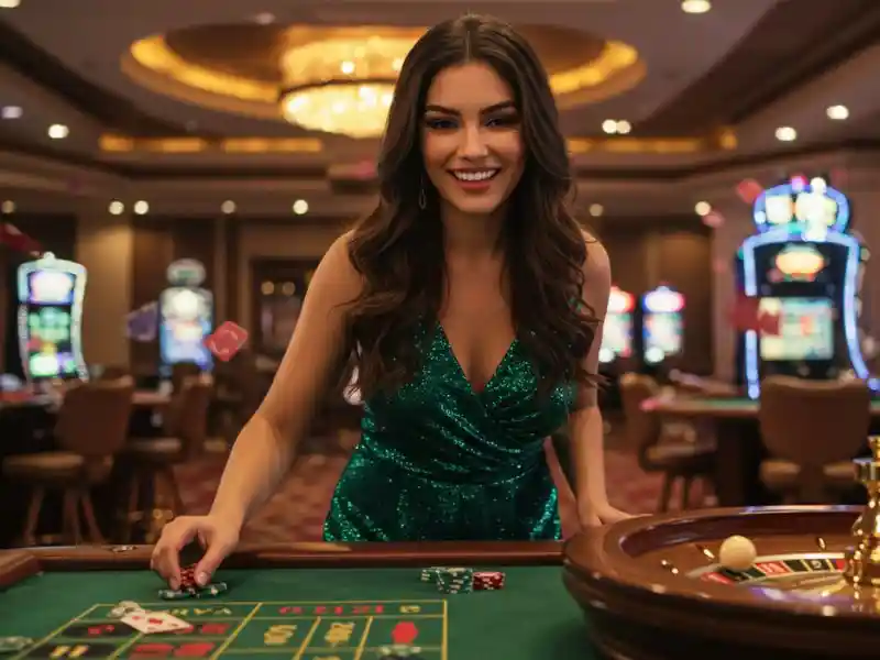 Happy girl enjoying betting and winning at GameZone Casino Online.