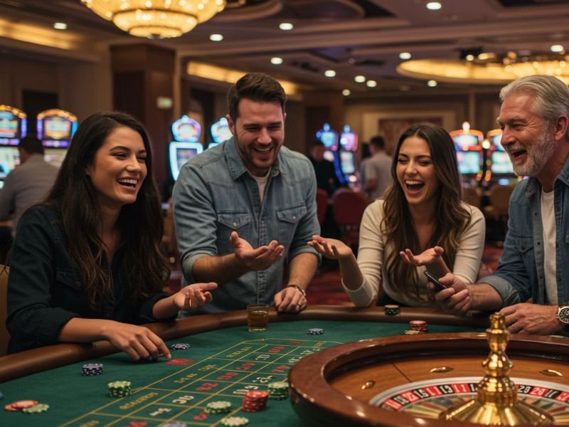 Old man and his friend enjoying a color game at the casino, playing safely with http gel pagcor.