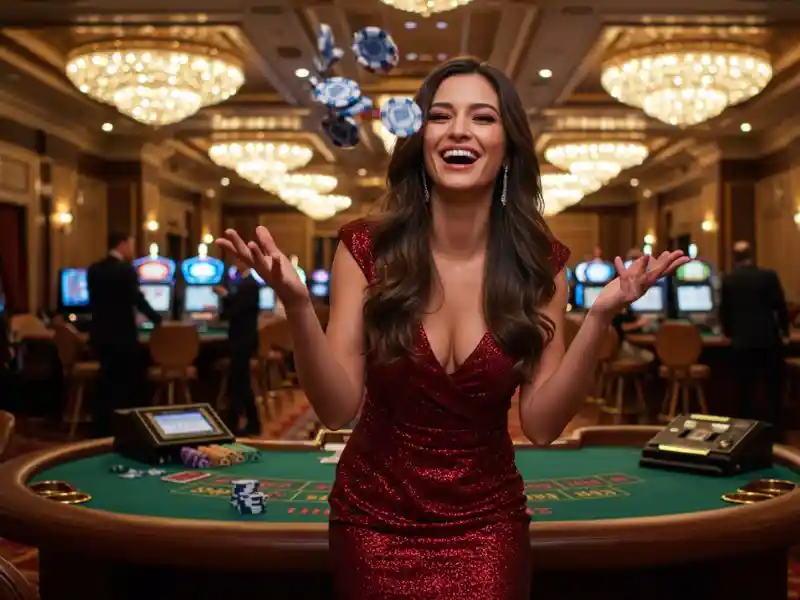 Sexy girl enjoying casino vibes at Mega Sports World