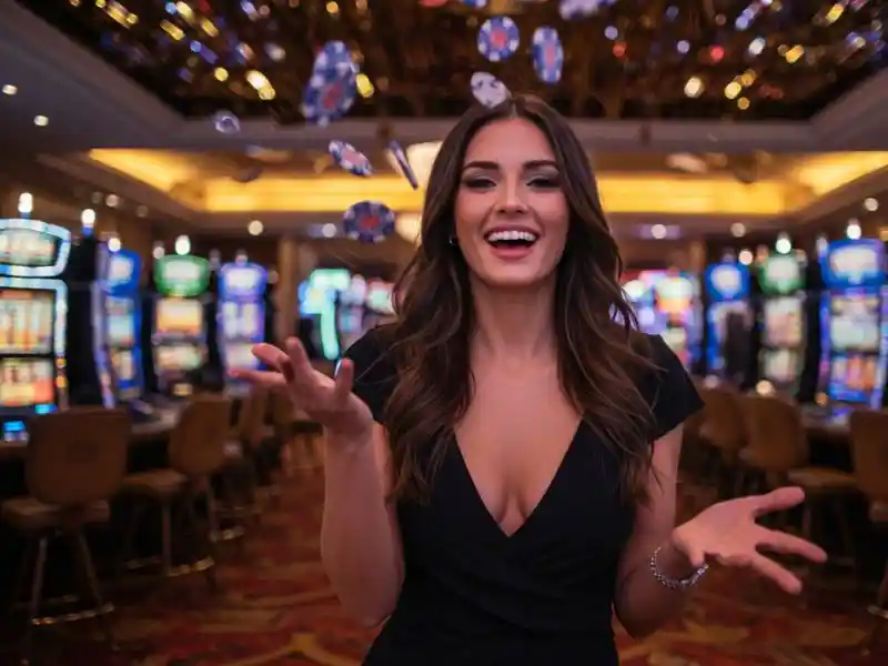 Sexy girl hosting live event at a casino game in Mega Sports World