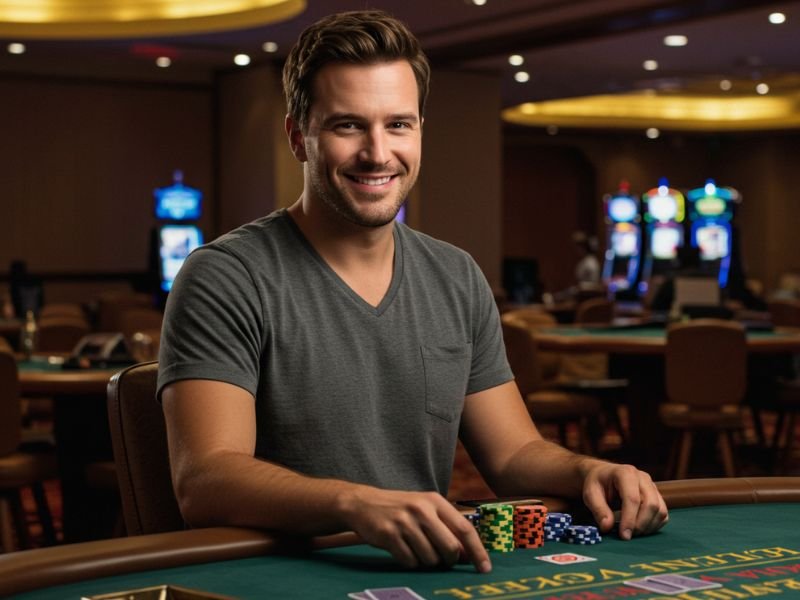 olympus ph man winning in casino with big smile and celebration