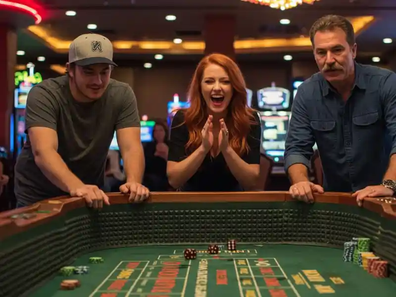 A girl and her older male friend looking serious while playing inside Peso 88 Casino.