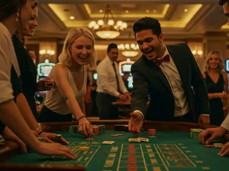 A man and his girlfriend betting together at Peso Casino 888 table games.