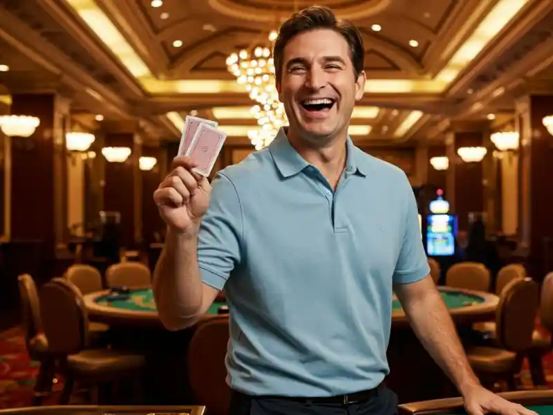 Man enjoying a poker game in a casino, following a poker guide for winning strategies.