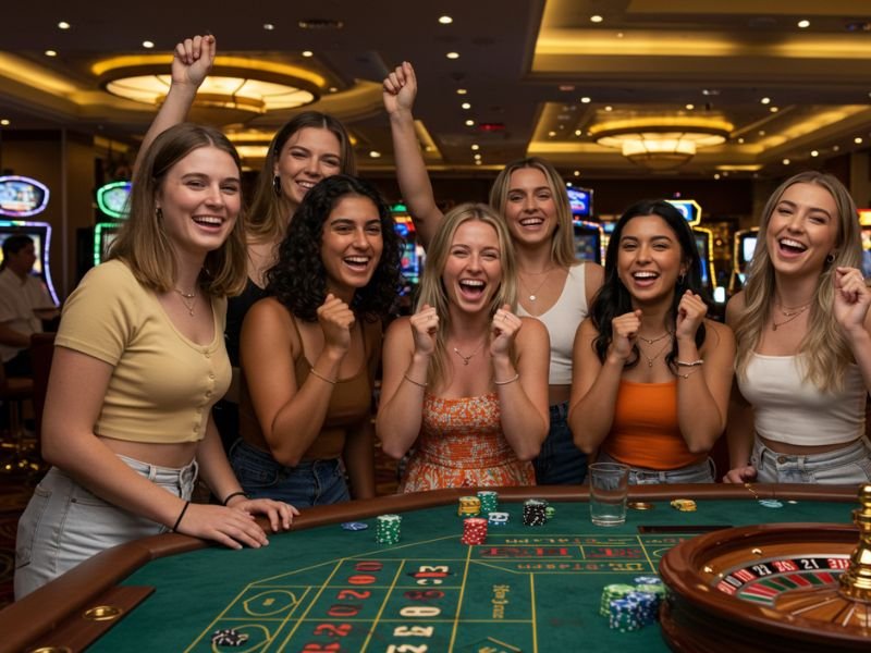 Girls having fun while playing at a casino, enjoying the games at Portal Pagcor PH.