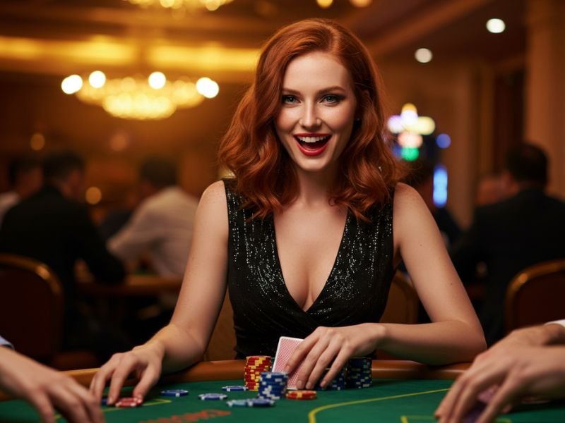 Hot female host engaging players at a casino game event on portal pagcor ph