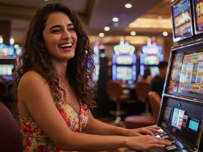 Girl enjoying casino game with excitement, featured in the Blackjack Best Guide.