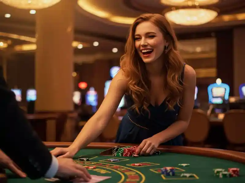 sexy girl playing poker cards and casino games while accessing buenas market login platform online
