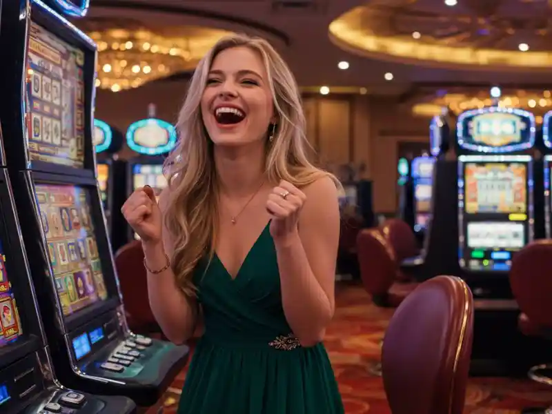 sexy girl playing poker cards and casino games online at buenas market login platform, smiling and enjoying