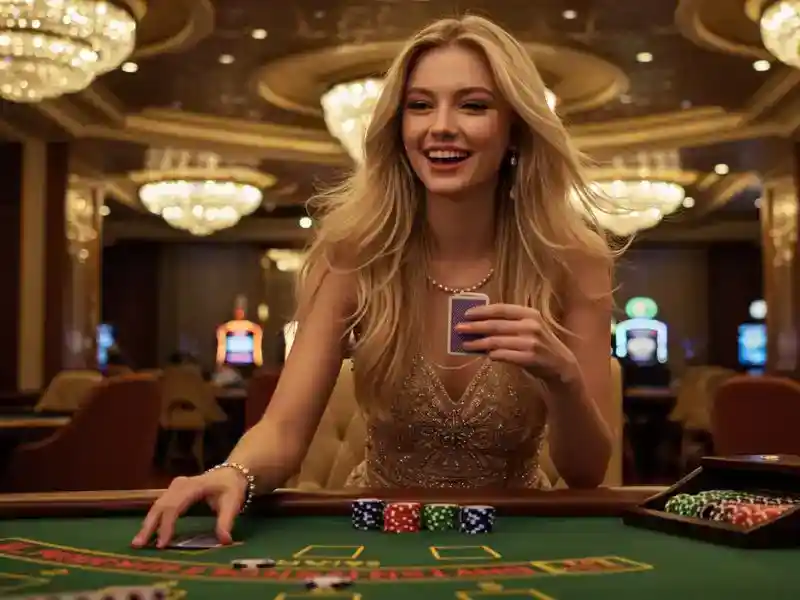 confident girl playing roulette, blackjack, and cards on bwenas gaming website, enjoying online casino action