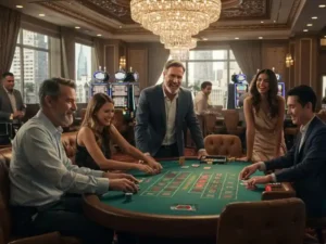 friends having fun playing cards and casino games together on zeus online ph, enjoying excitement and laughter