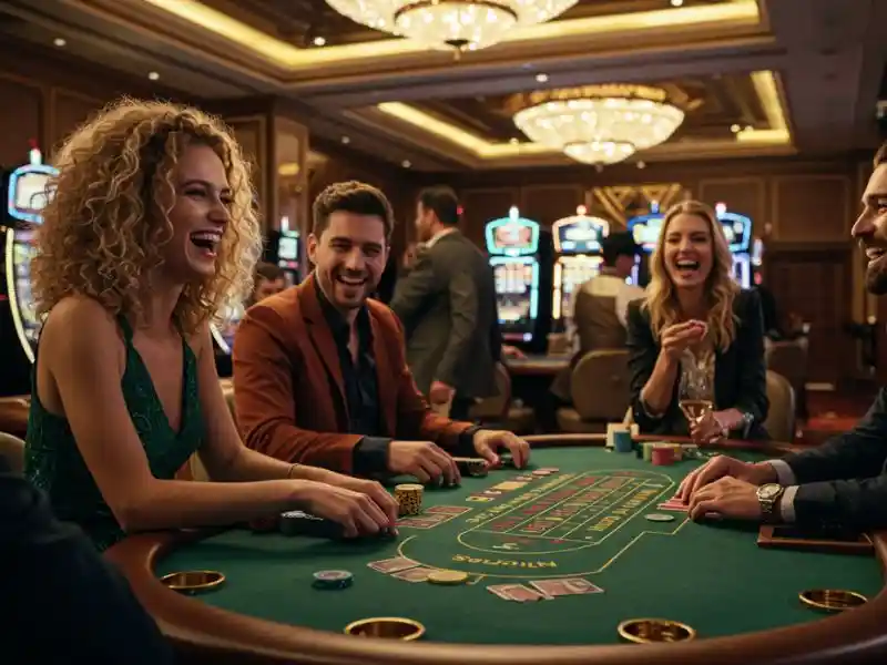friends having a happy casino night playing blackjack together on zeus online ph, celebrating wins and enjoying the game