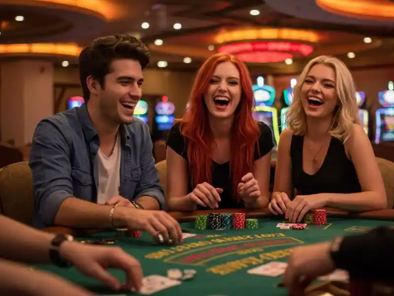 group of friends having fun playing poker and casino games together on zeus online ph platform