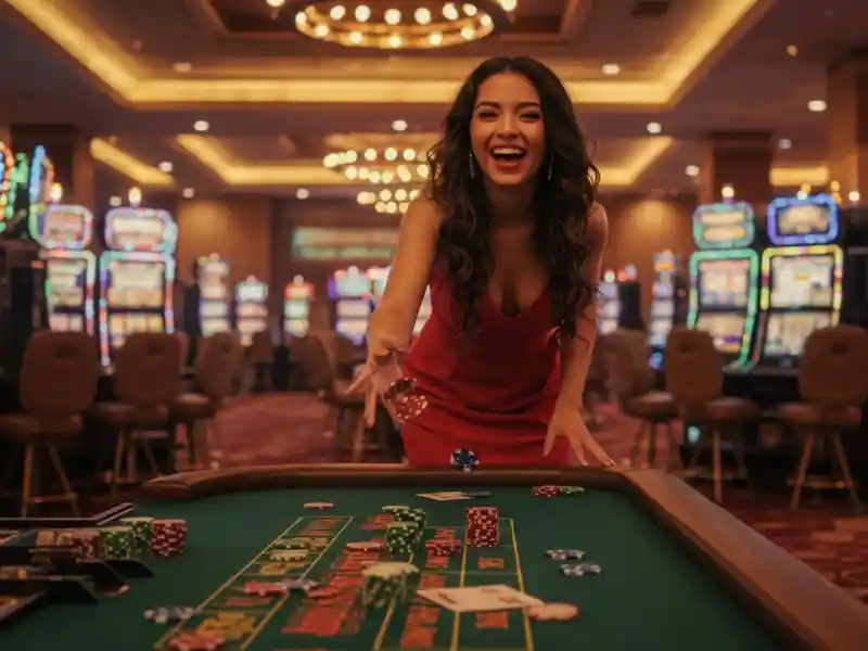 woman enjoying night-time slot betting and casino games on zeus online ph, excited and focused on winning