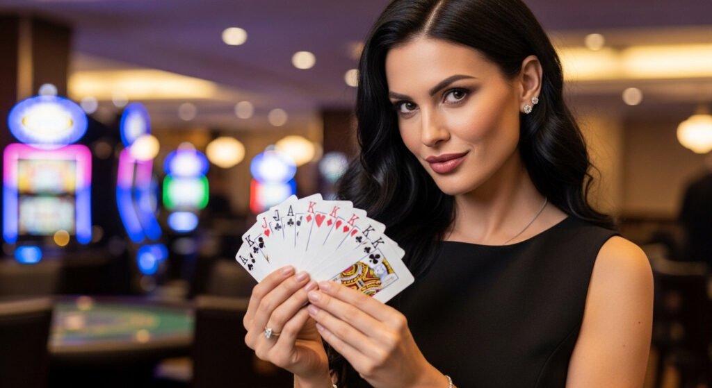 pusoy live games woman holding cards