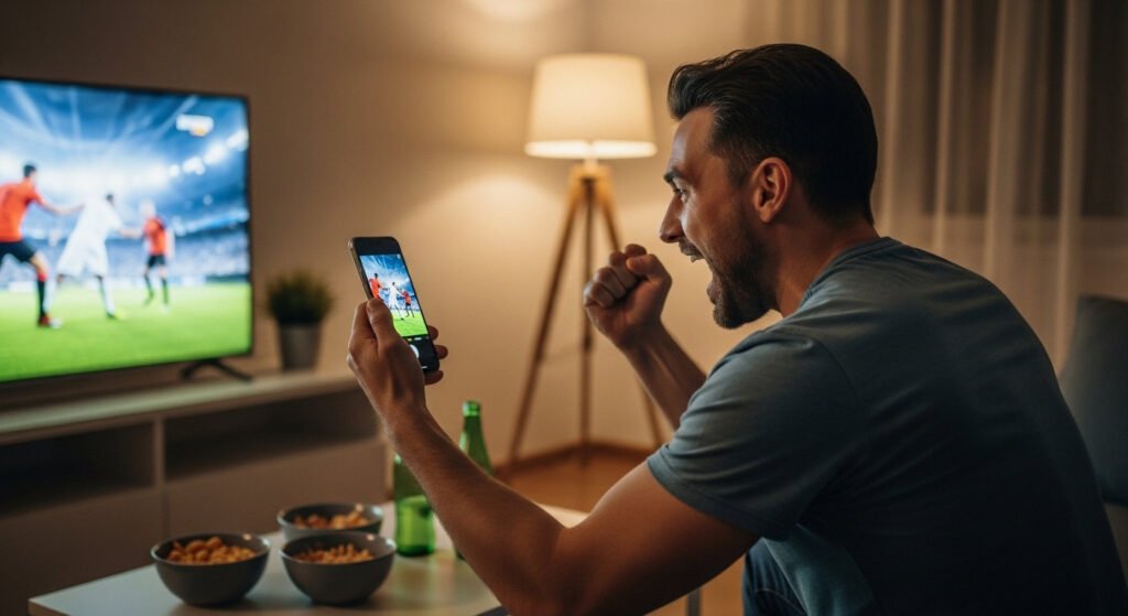 sport plus online casino man winning football match