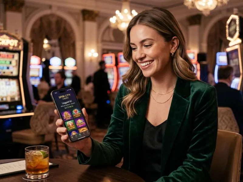 fc178 app login screen with a woman logging into an app on her smartphone