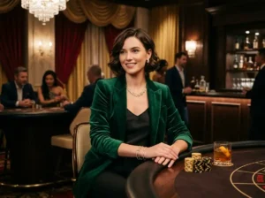 Stylish woman playing in VIP casino area of a real casino while considering best online casino bonus 2026 offers on online casino platforms