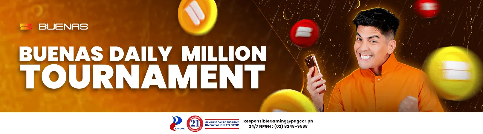 Buenas PH download app featuring the Daily Million Tournament